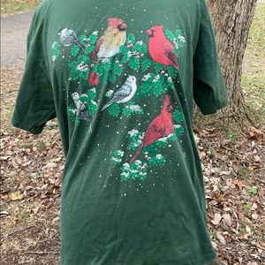 VINTAGE COTTON GROVE GREEN TSHIRT WOMENS L SNOW CARDINALS